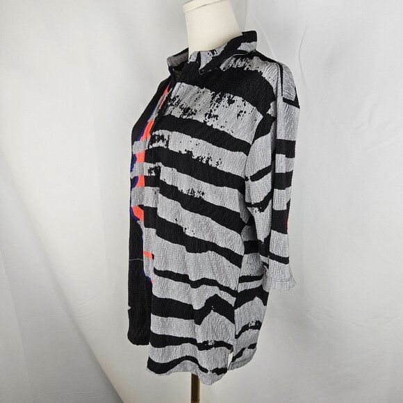 Jamie Sadock Zebra Crinkle Print Top Size XL Black Gray Golf Tennis - Picture 4 of 10
